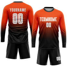 Load image into Gallery viewer, Custom Orange White-Black Sublimation Fade Fashion Soccer Uniform Jersey