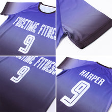 Load image into Gallery viewer, Custom Purple White-Black Sublimation Fade Fashion Soccer Uniform Jersey