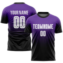 Load image into Gallery viewer, Custom Purple White-Black Sublimation Fade Fashion Soccer Uniform Jersey