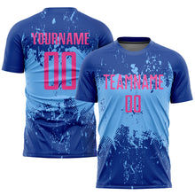 Load image into Gallery viewer, Custom Royal Pink-Light Blue Sublimation Soccer Uniform Jersey