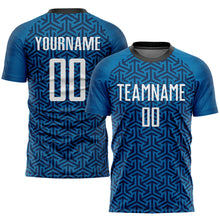 Load image into Gallery viewer, Custom Blue White-Black Sublimation Soccer Uniform Jersey