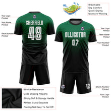 Load image into Gallery viewer, Custom Kelly Green White-Black Sublimation Fade Fashion Soccer Uniform Jersey