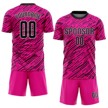 Load image into Gallery viewer, Custom Pink Black-White Sublimation Soccer Uniform Jersey