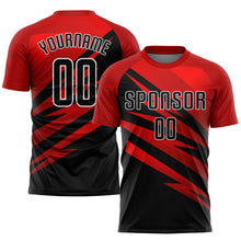 Load image into Gallery viewer, Custom Red Black-White Sublimation Soccer Uniform Jersey