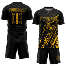 Load image into Gallery viewer, Custom Black Gold Sublimation Soccer Uniform Jersey