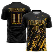 Load image into Gallery viewer, Custom Black Gold Sublimation Soccer Uniform Jersey