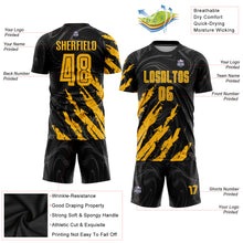 Load image into Gallery viewer, Custom Black Gold Sublimation Soccer Uniform Jersey