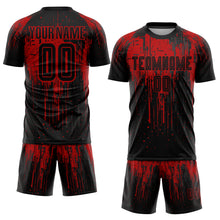 Load image into Gallery viewer, Custom Red Black Sublimation Soccer Uniform Jersey