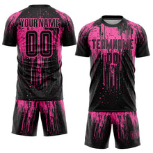 Load image into Gallery viewer, Custom Pink Black Sublimation Soccer Uniform Jersey