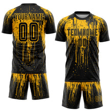 Load image into Gallery viewer, Custom Gold Black Sublimation Soccer Uniform Jersey