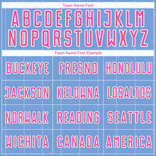 Load image into Gallery viewer, Custom Light Blue Pink-White Pinstripe Sublimation Soccer Uniform Jersey