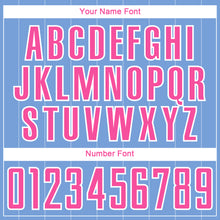 Load image into Gallery viewer, Custom Light Blue Pink-White Pinstripe Sublimation Soccer Uniform Jersey