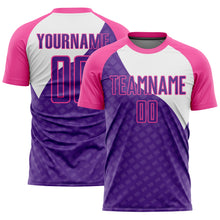 Load image into Gallery viewer, Custom Purple Pink-White Curve Lines Sublimation Soccer Uniform Jersey
