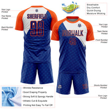 Load image into Gallery viewer, Custom Royal Orange-White Curve Lines Sublimation Soccer Uniform Jersey