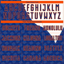 Load image into Gallery viewer, Custom Royal Orange-White Curve Lines Sublimation Soccer Uniform Jersey