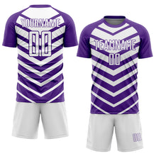 Load image into Gallery viewer, Custom Purple White Arrow Shapes Sublimation Soccer Uniform Jersey