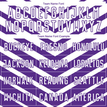 Load image into Gallery viewer, Custom Purple White Arrow Shapes Sublimation Soccer Uniform Jersey