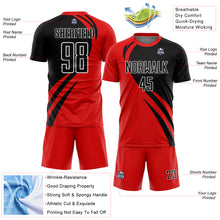 Load image into Gallery viewer, Custom Red Black-White Curve Lines Sublimation Soccer Uniform Jersey
