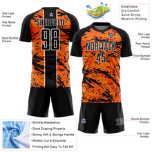 Load image into Gallery viewer, Custom Bay Orange Black-White Abstract Fluid Sublimation Soccer Uniform Jersey