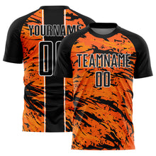 Load image into Gallery viewer, Custom Bay Orange Black-White Abstract Fluid Sublimation Soccer Uniform Jersey