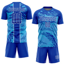 Load image into Gallery viewer, Custom Thunder Blue Sky Blue-White Abstract Fluid Sublimation Soccer Uniform Jersey