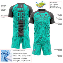 Load image into Gallery viewer, Custom Aqua Steel Gray Abstract Fluid Sublimation Soccer Uniform Jersey