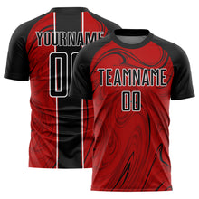 Load image into Gallery viewer, Custom Red Black-White Abstract Fluid Sublimation Soccer Uniform Jersey