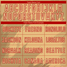 Load image into Gallery viewer, Custom Old Gold Black-Red Sharp Shapes Sublimation Soccer Uniform Jersey