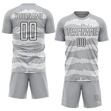 Load image into Gallery viewer, Custom Gray White-Black Pinstripe Sublimation Soccer Uniform Jersey