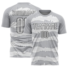 Load image into Gallery viewer, Custom Gray White-Black Pinstripe Sublimation Soccer Uniform Jersey
