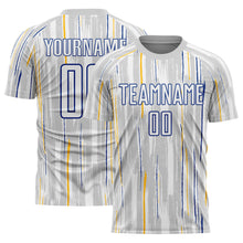 Load image into Gallery viewer, Custom Gray White-Royal Pinstripe Sublimation Soccer Uniform Jersey