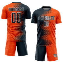 Load image into Gallery viewer, Custom Orange Navy-White Gradient Arrow Sublimation Soccer Uniform Jersey
