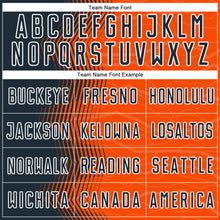 Load image into Gallery viewer, Custom Orange Navy-White Gradient Arrow Sublimation Soccer Uniform Jersey