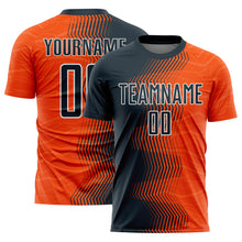 Load image into Gallery viewer, Custom Orange Navy-White Gradient Arrow Sublimation Soccer Uniform Jersey