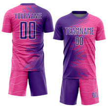 Load image into Gallery viewer, Custom Pink Purple-White Gradient Arrow Sublimation Soccer Uniform Jersey