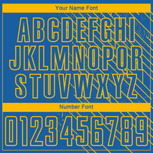 Load image into Gallery viewer, Custom Blue Gold Lines Sublimation Soccer Uniform Jersey