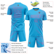 Load image into Gallery viewer, Custom Sky Blue Pink Lines Sublimation Soccer Uniform Jersey