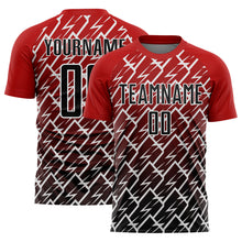 Load image into Gallery viewer, Custom Red Black-White Lightning Sublimation Soccer Uniform Jersey
