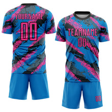 Load image into Gallery viewer, Custom Powder Blue Pink-White Sublimation Soccer Uniform Jersey