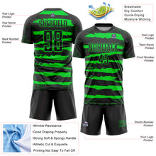 Load image into Gallery viewer, Custom Black Neon Green Sublimation Soccer Uniform Jersey