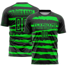 Load image into Gallery viewer, Custom Black Neon Green Sublimation Soccer Uniform Jersey