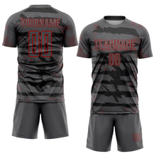 Load image into Gallery viewer, Custom Steel Gray Red Sublimation Soccer Uniform Jersey