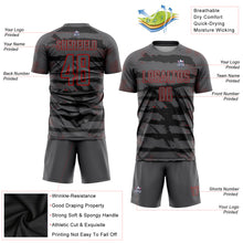 Load image into Gallery viewer, Custom Steel Gray Red Sublimation Soccer Uniform Jersey