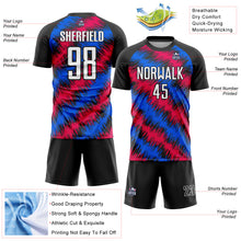 Load image into Gallery viewer, Custom Black Red-Royal Sublimation Soccer Uniform Jersey