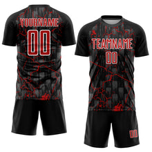 Load image into Gallery viewer, Custom Black Red-White Lightning Sublimation Soccer Uniform Jersey