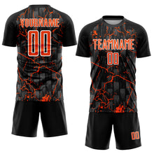 Load image into Gallery viewer, Custom Black Orange-White Pink Lightning Sublimation Soccer Uniform Jersey