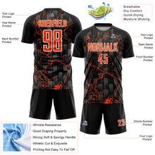 Load image into Gallery viewer, Custom Black Orange-White Pink Lightning Sublimation Soccer Uniform Jersey