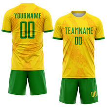 Load image into Gallery viewer, Custom Gold Grass Green Sublimation Soccer Uniform Jersey