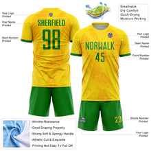Load image into Gallery viewer, Custom Gold Grass Green Sublimation Soccer Uniform Jersey