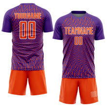 Load image into Gallery viewer, Custom Purple Orange-White Lines Sublimation Soccer Uniform Jersey